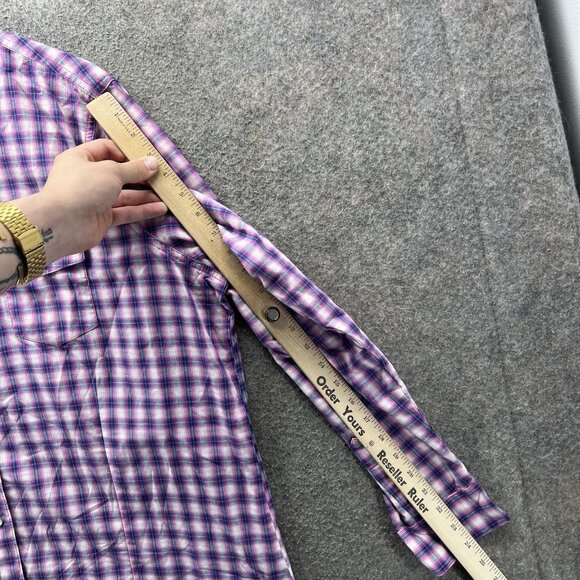 Wrancher Wrangler Shirt Womens 2XL Purple Pink Plaid Long Sleeve Western Snap - Picture 9 of 10
